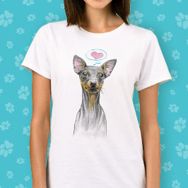 Miniatuur pinscher Cute Dog portret met hart T-shirt