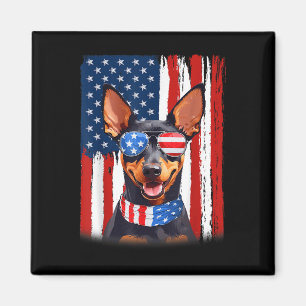 Miniatuur Pinscher Dog America Vlag 4 juli US Magneet
