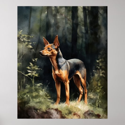 Miniatuur Pinscher Dog Art Print Poster (Voorkant)