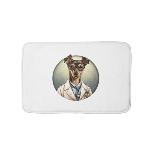 Miniatuur Pinscher Dog Doctor Badmat (Voorkant)