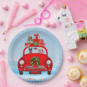 miniatuur Pinscher Dog in auto met kerstman Papieren Bordje (Feest)