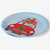 miniatuur Pinscher Dog in auto met kerstman Papieren Bordje (Gekanteld)