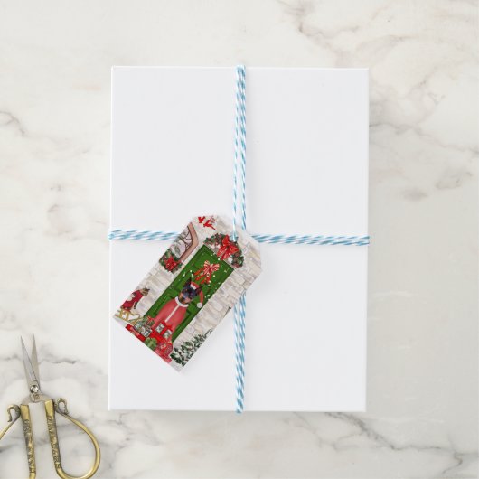 Miniatuur Pinscher Dog Kerstmis Cadeaulabel (Met Touw)
