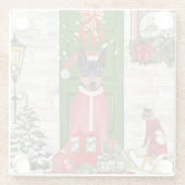Miniatuur Pinscher Dog Kerstmis Glazen Onderzetter (Achterkant)