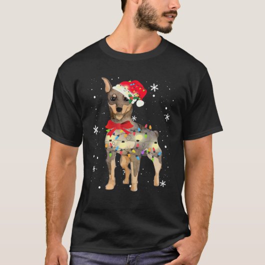 Miniatuur Pinscher Dog-kerstmis Mam Da T-shirt (Voorkant)