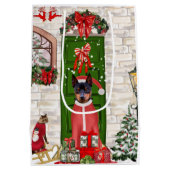 Miniatuur Pinscher Dog Kerstmis Medium Cadeauzakje (Achterkant)