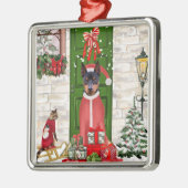 Miniatuur Pinscher Dog Kerstmis Metalen Ornament (Links)