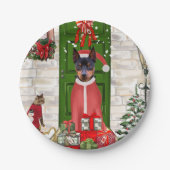 Miniatuur Pinscher Dog Kerstmis Papieren Bordje (Voorkant)