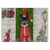 Miniatuur Pinscher Dog Kerstmis Snijplank (Voorkant)