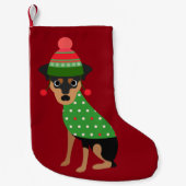 Miniatuur Pinscher Dog-kerststop Kleine Kerstsok (Voorkant)