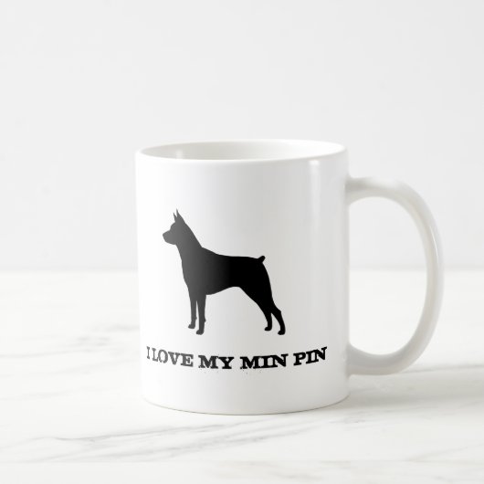 Miniatuur Pinscher Dog Silhouette MinPin Custom Koffiemok (Rechts)