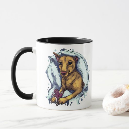 Miniatuur Pinscher en peperkoek Mok (Met donut)