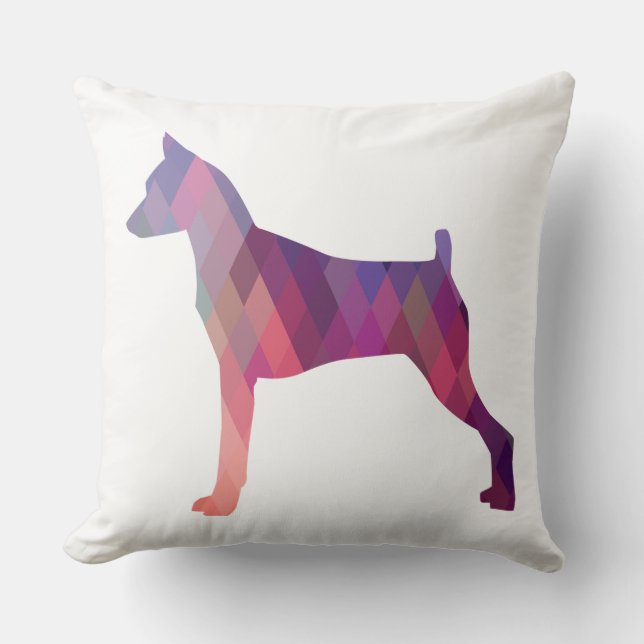 Miniatuur Pinscher Geometric Patroon silhouette Kussen (Voorkant)
