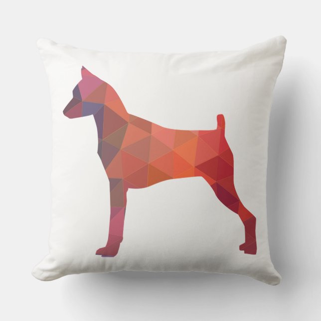 Miniatuur Pinscher Geometric Pattern Silhouette Kussen (Voorkant)