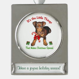 Miniatuur Pinscher - Gepersonaliseerde kerst Verzilverd Banner Ornament