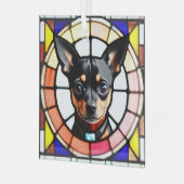 Miniatuur Pinscher "Glas in lood" Glas Ornament (Voorkant links)