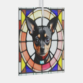 Miniatuur Pinscher "Glas in lood" Glas Ornament (Voorkant Rechts)