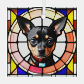 Miniatuur Pinscher "Glas in lood" Glas Ornament (Achterkant)
