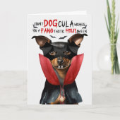 Miniatuur Pinscher Grappige Graaf DOGcula Hallowee Feestdagen Kaart (Voorkant)