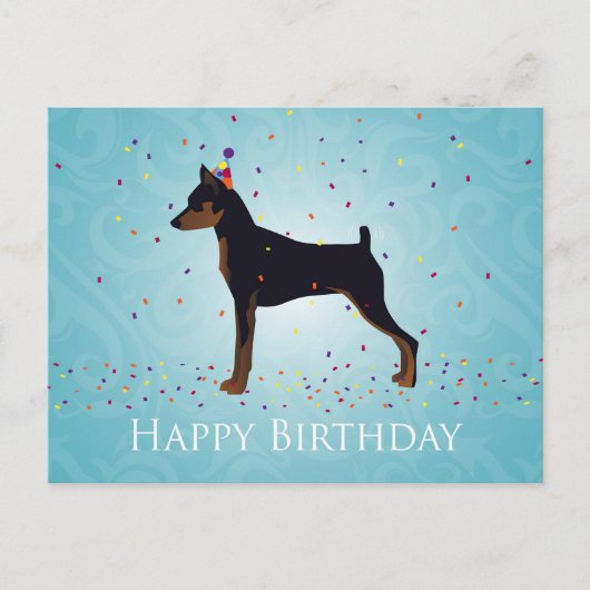 Miniatuur Pinscher Happy Birthday-ontwerp Briefkaart (Voorkant)