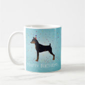 Miniatuur Pinscher Happy Birthday-ontwerp Koffiemok (Links)