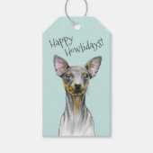 Miniatuur Pinscher Hond Happy Howlidays Schattige  Cadeaulabel (Voorkant)