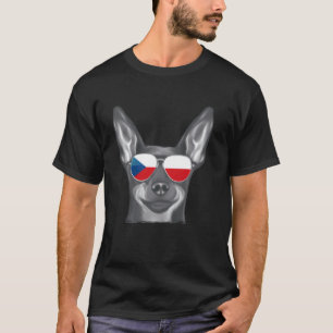 Miniatuur Pinscher Hond Tsjechische Vlag Zonnebril T-shirt