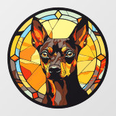 Miniatuur Pinscher Hondenras Faux Glas in lood Raamsticker (Vel)