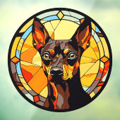 Miniatuur Pinscher Hondenras Faux Glas in lood Raamsticker (Vel 3)