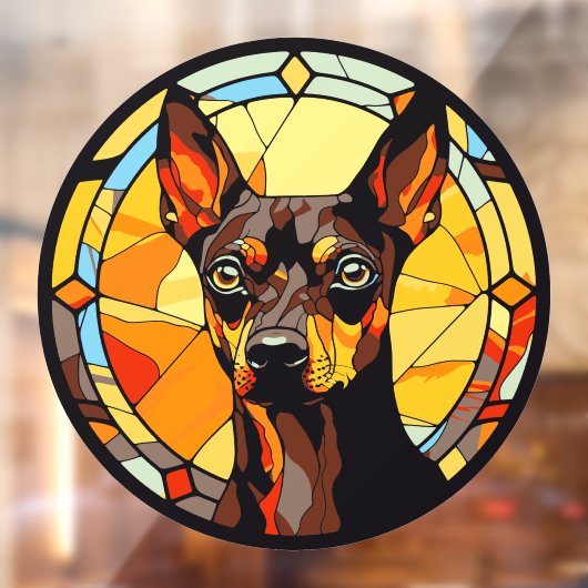 Miniatuur Pinscher Hondenras Faux Glas in lood Raamsticker (Vel 2)