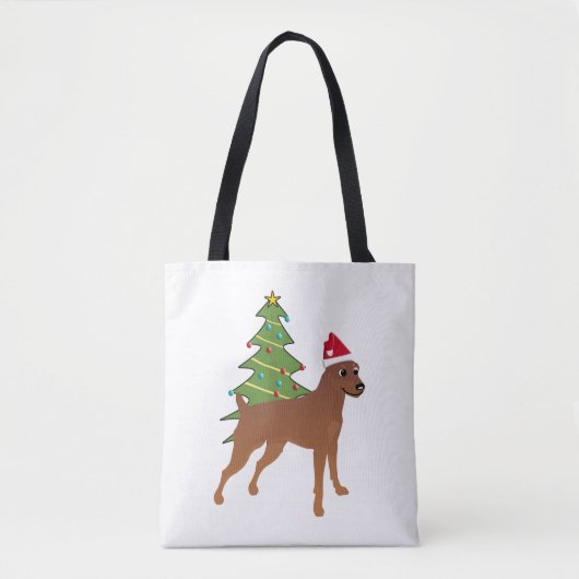 Miniatuur Pinscher in Santa Hat (Aangelegd) Tote Bag (Voorkant)