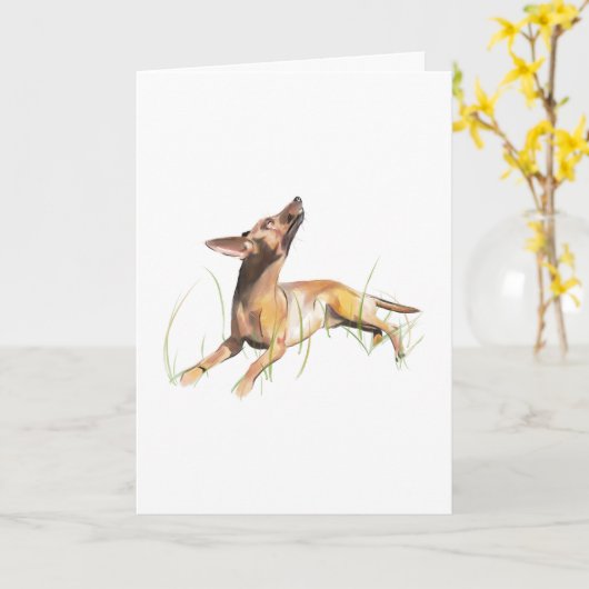 Miniatuur Pinscher kaart, Persoonlijk Kaart (Gele Bloem)