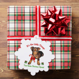 Miniatuur Pinscher-kerstcadeautjes Ornament Kaart