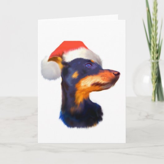 Miniatuur Pinscher-kerstkaart Feestdagen Kaart (Voorkant)