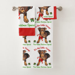 Miniatuur Pinscher Kerstmis Bad Handdoek