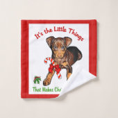 Miniatuur Pinscher Kerstmis Bad Handdoek (Wasdoekje)
