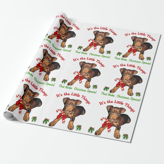 Miniatuur Pinscher Kerstmis Cadeaupapier (Uitgerold)
