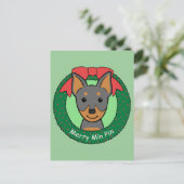 Miniatuur Pinscher Kerstmis Feestdagenkaart (Staand voorkant)