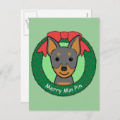 Miniatuur Pinscher Kerstmis Feestdagenkaart (Voorkant / Achterkant)
