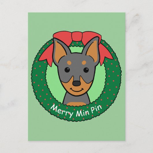 Miniatuur Pinscher Kerstmis Feestdagenkaart (Voorkant)