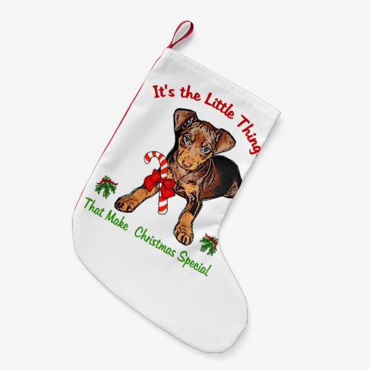 Miniatuur Pinscher Kerstmis Kleine Kerstsok (Voorkant (Hangend))