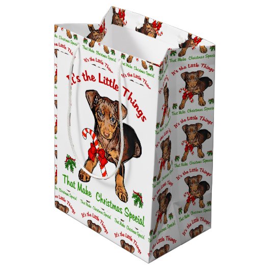 Miniatuur Pinscher Kerstmis Medium Cadeauzakje (Achterkant Gekanteld)