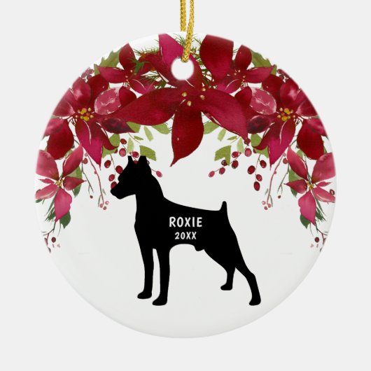 Miniatuur Pinscher-kerstversiering Keramisch Ornament (Voorkant)