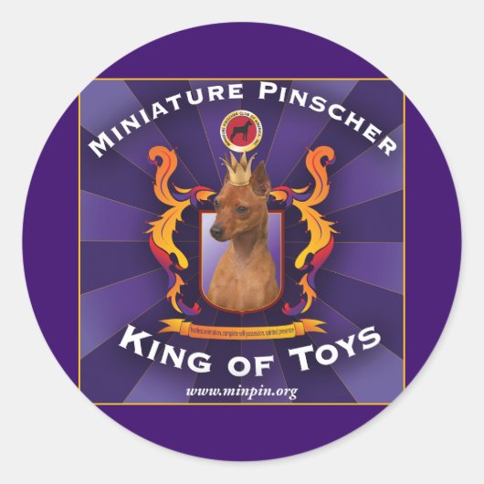 Miniatuur Pinscher, koning van speelgoed Ronde Sticker (Voorkant)