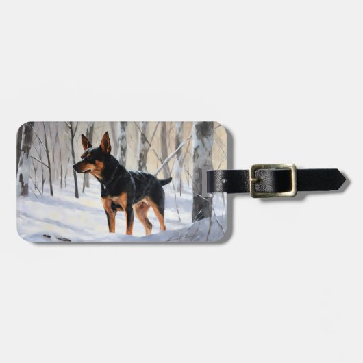 Miniatuur Pinscher Laat Het Sneeuw Kerstmis Bagagelabel (Voorkant horizontaal)