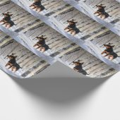 Miniatuur Pinscher Laat Het Sneeuw Kerstmis Cadeaupapier (Hoek)