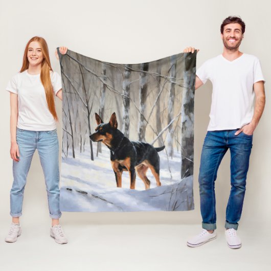 Miniatuur Pinscher Laat Het Sneeuw Kerstmis Fleece Deken (In situ)