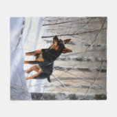 Miniatuur Pinscher Laat Het Sneeuw Kerstmis Fleece Deken (Voorkant (Horizontaal))