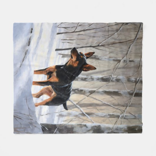 Miniatuur Pinscher Laat Het Sneeuw Kerstmis Fleece Deken (Voorkant (Horizontaal))