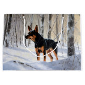 Miniatuur Pinscher Laat Het Sneeuw Kerstmis Groot Cadeauzakje (Voorkant)